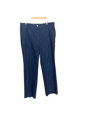 Talbots Dark Blue Denim Trouser High Rise Straight Leg Pants 12
